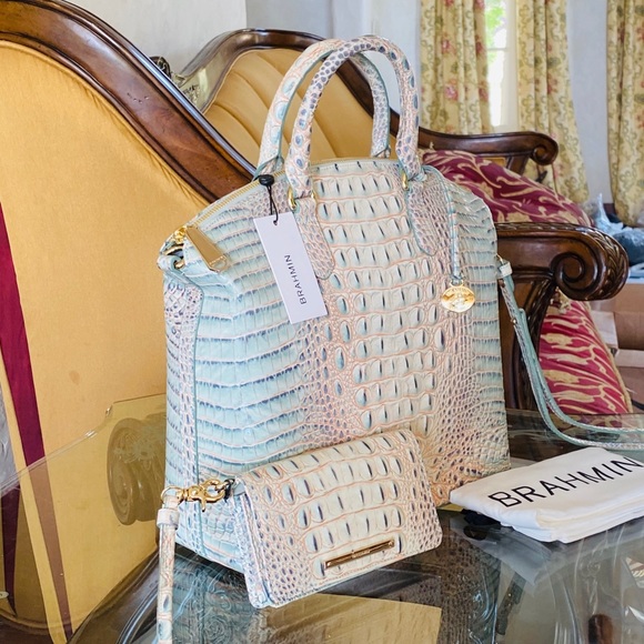 NWT Brahmin LG duxbury Satchel&wallet aquarelle - Picture 5 of 12